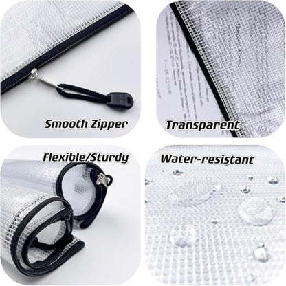 Oaimyy-A5(9"x 7"), Mesh Zipper Pouch Document Folders Bag Plastic Zip File Folders for School Office Supplies, Travel, Organizing Storage-Black,6 Pcs - size: A5