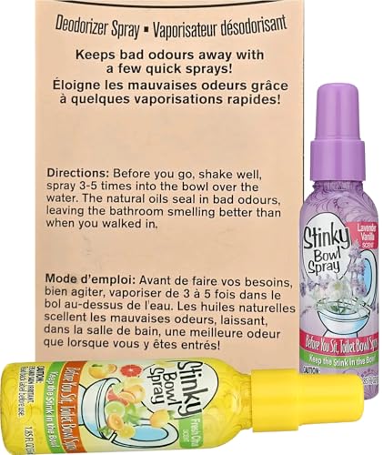 Set of 4 Stinky Bowl Spray 1.85oz - Before You Go Toilet Bathroom Deodorizer - Features Fresh Citrus Scent and Lavender Scent!