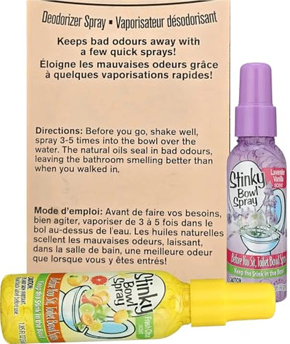 Set of 4 Stinky Bowl Spray 1.85oz - Before You Go Toilet Bathroom Deodorizer - Features Fresh Citrus Scent and Lavender Scent!