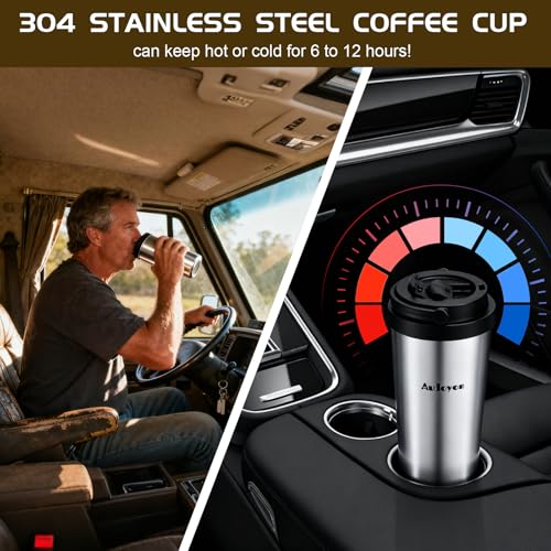 Portable Rapid Coffee Maker – 2-6 Min Quick Brew Electric Coffee & Tea Infuser Makes Smooth, Low-Acid Coffee, 16oz Stainless Steel Travel Cup for Camping, Office, Hiking, Beach, Hotel, RV