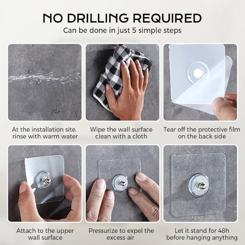 Seamless Screw, Screw Free Sticker Wall Hooks for Hanging, Waterproof Reusable Heavy Duty Adhesive Hooks for Kitchen,Bathroom,Home,Office (10)