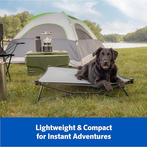 Coolaroo On-The-Go Elevated Dog Bed Kit – Portable & Cooling Travel Cot with HeatShield Fabric for Small Dogs, Lightweight & Compact, Includes Matching Carry Bag & Pacific Blue Bonus Cover, Small - color: Pacific Crest Blue, style: Small