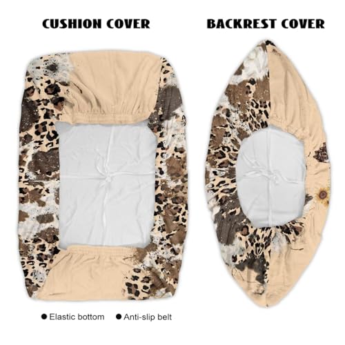 Butterfly Sunflower Leopard Pattern 2 Pcs RV Dinette Cushion Covers Breathable RV Couch Cover Elastic Loveseat Sofa Chair Cover Furniture Protector for RV Camper Car Bench - color: Butterfly Sunflower Leopard