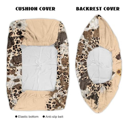 Butterfly Sunflower Leopard Pattern 2 Pcs RV Dinette Cushion Covers Breathable RV Couch Cover Elastic Loveseat Sofa Chair Cover Furniture Protector for RV Camper Car Bench - color: Butterfly Sunflower Leopard