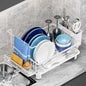 Dish Drying Rack, Stainless Steel-Dish Rack, Dish Racks for Kitchen Counter, Kitchen Dish Drainers with Removable Utensil Holder,New drain outlet,Plate Rack and Drainboard,(white 2 with Sponge Rack) - color: White 2