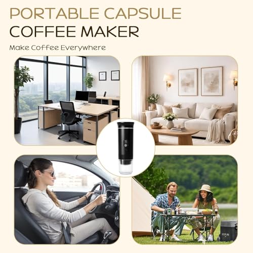 Portable Coffee Maker, 3-in-1 Espresso Machine for Travel 20 bar Mini Coffee Maker Compatible with Ground Coffee & Capsule for Car, RV, Hiking, Camping, Office, Travel Espresso Maker