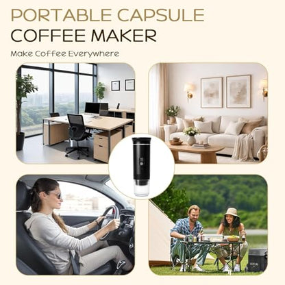 Portable Coffee Maker, 3-in-1 Espresso Machine for Travel 20 bar Mini Coffee Maker Compatible with Ground Coffee & Capsule for Car, RV, Hiking, Camping, Office, Travel Espresso Maker