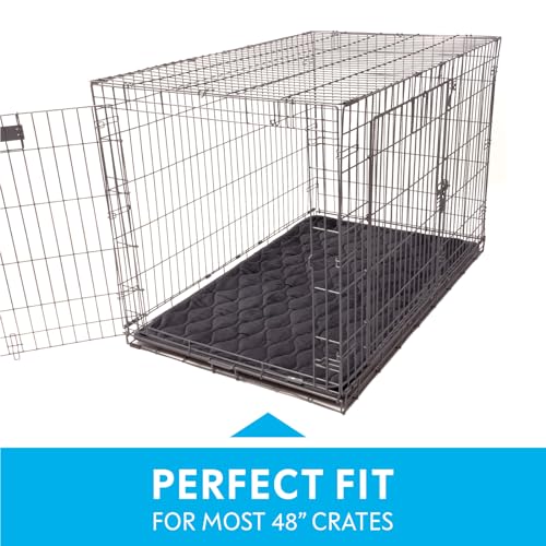 Paw Inspired Washable Padded Crate Mats for Dogs | 47” x 29” Pad, Fits 48-inch Kennels | Leakproof, Waterproof Bottom, Plush Pet Beds (Gray) - color: Gray, size: 48 Inch