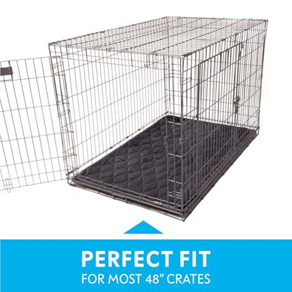 Paw Inspired Washable Padded Crate Mats for Dogs | 47” x 29” Pad, Fits 48-inch Kennels | Leakproof, Waterproof Bottom, Plush Pet Beds (Gray) - color: Gray, size: 48 Inch