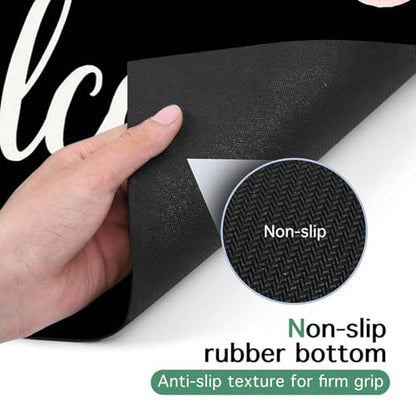 HOMETITUTE Pet Feeding Mat Black White Stripe Pattern 20" x 12", Welcome Sign Flower Design Non Slip Dog Cat Food Mat, Easy Clean Fast Dry Absorbable Pet Bowl Mat for Food and Water - color: colorful9