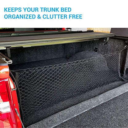 MICTUNING Truck Bed Cargo Net, 49"x15.2" Stretch to 60" Elastic Pickup Cargo Net with 4 Metal Carabiners, Compatible with 2013-2022 Chevy Silverado & 2015-2024 Ford F150 F250 Truck - size: 49x15.2Inch for Pickup