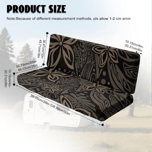 Hibisucs Polynesian Tribel Print 2 Pcs RV Dinette Cushion Covers Elastic Camper Cushion Slipcover Non-Slip RV Couch Cover Furniture Protector RV Camper Car Bench for Dogs and Kids - color: Hibisucs Polynesian Tribel