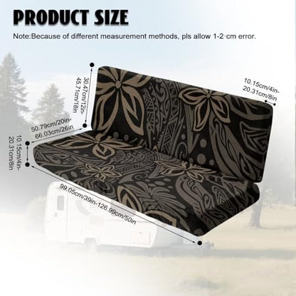 Hibisucs Polynesian Tribel Print 2 Pcs RV Dinette Cushion Covers Elastic Camper Cushion Slipcover Non-Slip RV Couch Cover Furniture Protector RV Camper Car Bench for Dogs and Kids - color: Hibisucs Polynesian Tribel