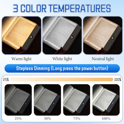 Book Light, Rechargeable Clear LED Flat Reading Light with 3 Colors & Timer, Dimmable Panel Plate Lamp Book Full Page Light for Reading in Bed at Night, for Women Readers Kids Book Lovers (Pink) - color: Pink