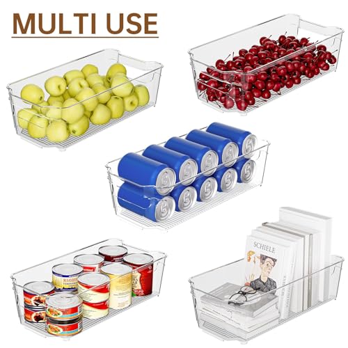 incostar Clear Fridge Organizer, Refrigerator Organizer Bins with Handle, Freezer, Kitchen Cabinet, Pantry Organization, BPA Free Fridge Organizers (12.4 inch 10 Pack) - size: 12.4 inch 10 Pack