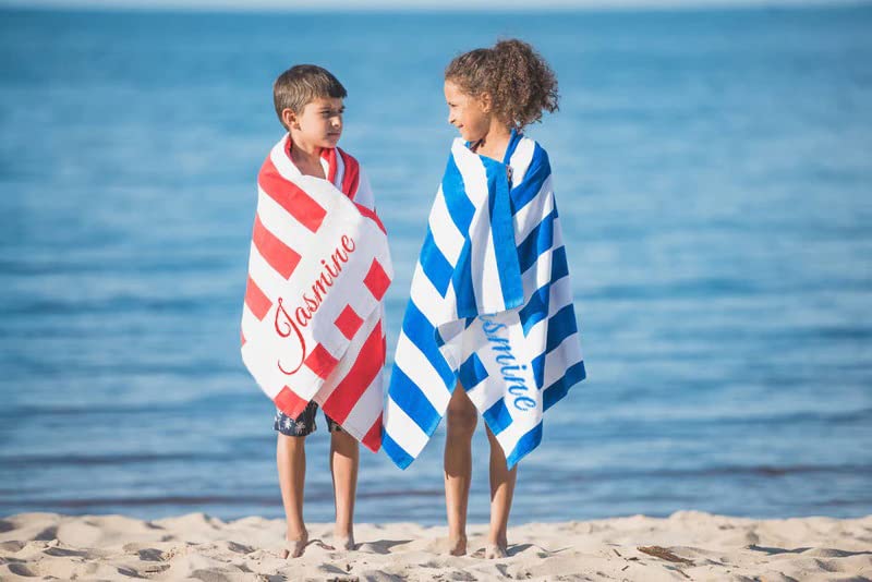 MeMoShe Personalized Beach Towel Graduated Gifts for Students Custom Microfiber Beach Towels with Name Sand Free Pool Towel Quick Dry Blanket Stripes Print Beach Towels for Adults 30x60 Inch-Blue - color: Blue