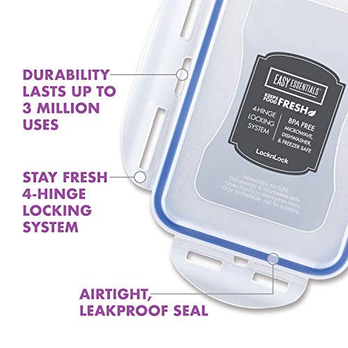 LOCK & LOCK Easy Essentials Food Storage lids/Airtight containers, BPA Free, 10 Piece - Square, Clear - size: 10 Piece, style: 10 Piece