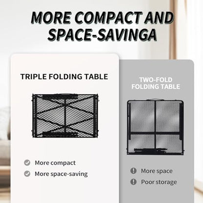 WildFinder Folding Gril Table, 4x2 FT Camping Table with Mesh Desktop,Height Adjustable Folding Grill Table with Mesh Bag,Portable Outdoor for Picnic,Camping,BBQ,Beach(Black) - size: 4x2FT