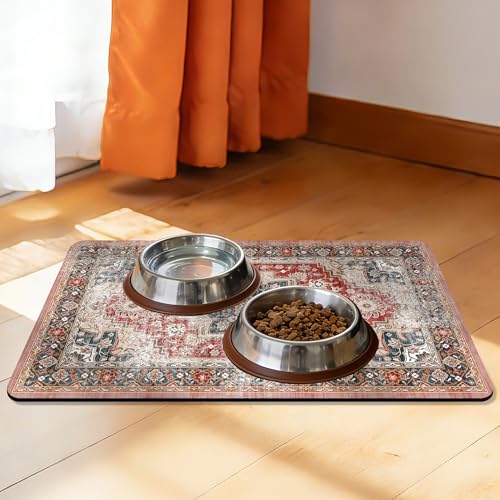 Cat Food Mat Pet Feeding Mats Dog Bowls Mat Cat Water Mat 12x20 Inch Boho8 - color: Bohemia Style 08
