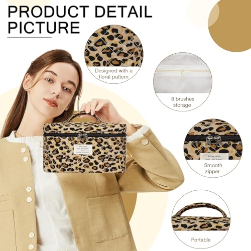 Gosect 1pc Large Makeup Bag, Cute Cosmetic Bag for Women Girls, Floral Coquette Aesthetic Toiletry Bag, Travel Make Up Organizer Bag (Leopard Print) - color: 022Leopard Print