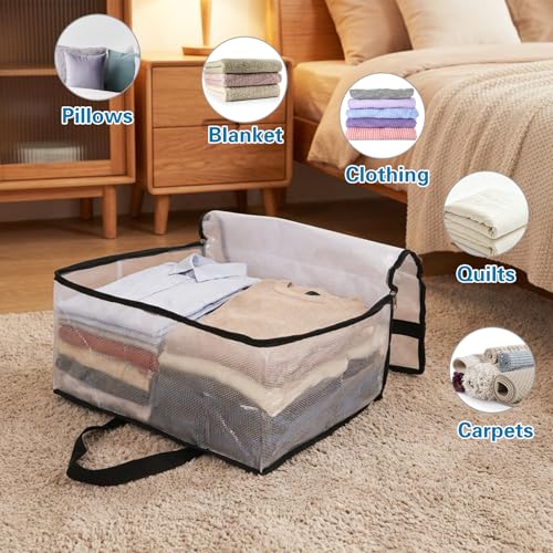 Fixwal Blanket Storage Bags With Zipper, 40L Mesh Clear Closet Organizers and Storage Containers for Bedding Duvet Comforter Underbed, 4 Pack - size: 40L