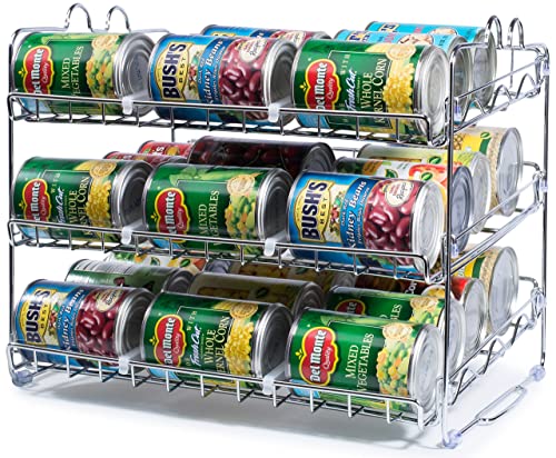 Che'mar Can Organizer for Pantry - Stackable Can Rack for 36 Cans, Canned Food Storage, Pantry Shelf, Kitchen Cabinet or Countertop. (Chrome) | for Pantry