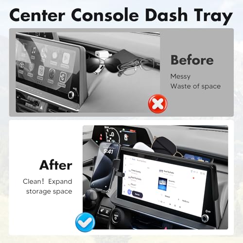 FIILINES Phone Holder for Toyota Prius 2023-2025 (Fit 12.3" Touch Screen), Phone Mount with Dash Organizer for Prius Accessories, 360 Degree Rotation Dash Mount Cell-Phone Holder - size: For Prius 2023-2025