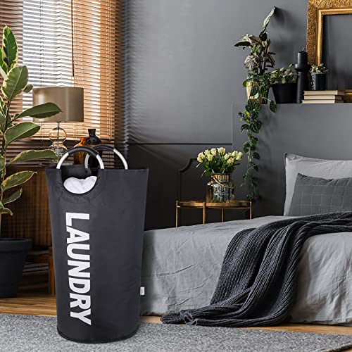 115L Large Laundry Hamper with Handles, Collapsible Laundry Basket, Tall Foldable Clothes Hamper Bag - Freestanding, Easy Carry, Durable – Black - color: Black, size: 115L