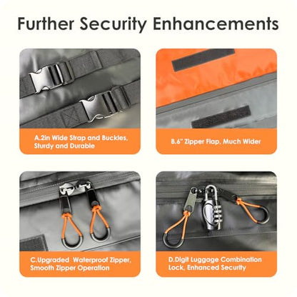 Car Rooftop Cargo Carrier Bag 20 Cubic Feet, 100% Waterproof Heavy Duty Car Roof Bag for All Vehicle with/Without Racks - Anti-Slip Mat, 6 Door Hooks, Storage Bags, 5CM Straps(Orange)