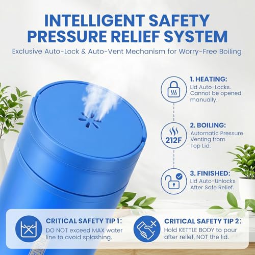 Travel Kettle,Portable Electric Kettle with Temperature Control, Brews Two Cups of Coffee, 316 Stainless Steel Inner Tank, Elegant Blue - color: bule