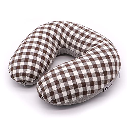 Buckwheat Neck Pillow for Sleeping U Shaped Pillow Cooling Travel Cervical Sleeping Pillow Head Neck Contour Support for Side Sleepers(12x12 inch, AB-Black) - color: Ab-black