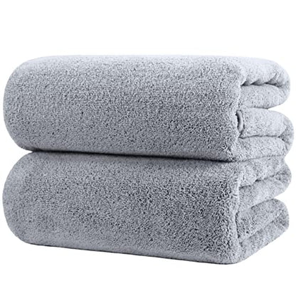 POLYTE Quick Dry Lint Free Microfiber Bath Sheet, 35 x 70 in, Pack of 2 (Gray) - color: Gray