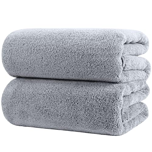 POLYTE Quick Dry Lint Free Microfiber Bath Sheet, 35 x 70 in, Pack of 2 (Gray) - color: Gray
