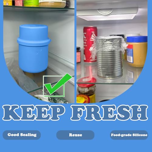 Original Canned Dog Food Storage Container | Wet Food Can Opener Spoon | Silicone Pet Can Lid | BPA Free, Airtight, Dishwasher & Freezer Safe(Blue) - color: Blue