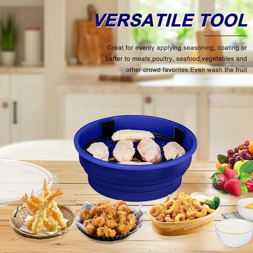 FJNATINH Collapsible Batter Bowl - Mess Free Better Breader Shaker Bowl with Lid Breading Shaker Container - Great for Fried Fish, Fried Chicken, Onion Rings, Wings,No Leak,Easy to Store,Deep Blue - color: Deep Blue