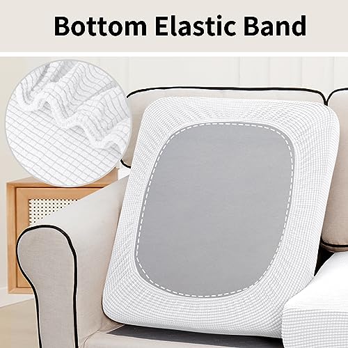 Easy-Going Stretch Individual Loveseat Couch Cushion Cover Sofa Cushion Furniture Protector Sofa slipcover Soft Flexibility with Elastic Bottom (2-piece Loveseat Cushion Cover, Snow White) - color: Snow White, size: 2-piece