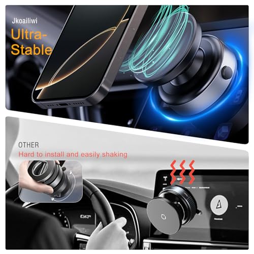 Electric Vacuum Magnetic Phone Holder for Car, Auto-Seal Smart Suction Cup Mount with N55 Magnet, 360° Adjustable Hands-Free Stand for iPhone 17 16 15 14 13 Pro Max, Gym, Mirror, Vlogging - color: Black