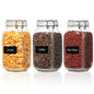 ComSaf Set of 3 Square Glass Jars with Airtight Lids (51 Oz) — Wire Clamp Canisters for Small-Batch Pickling, Kimchi, Bulk Dry Food, Wide Mouth Space Saving Kitchen Pantry Organization Jars - size: 51oz*3