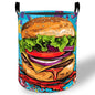 Cheeseburger Laundry Basket Hamper 19.7"x15.8", Food Art Foldable Waterproof Oxford Clothes Storage Bucket for Room Bathroom Bedroom Nursery Decor, Toy Organizer Bins Gifts for Kids Boys Girls - style: Cheeseburger