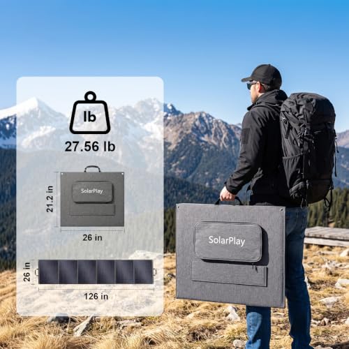 SolarPlay 400W Portable Solar Panel with Adjustable Kickstands, Foldable Solar Panel for Power Station, RV, Camping, Power Backup, Outdoor Generators, Blackout