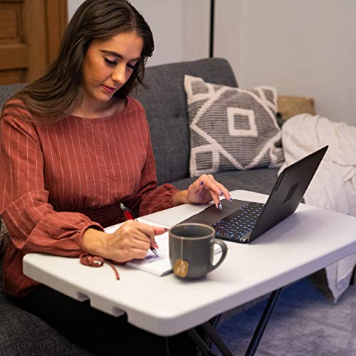 Lifetime 28241 Adjustable Folding Laptop Table TV Tray, 30 Inch, White Granite - color: White Granite, size: 30 Inch