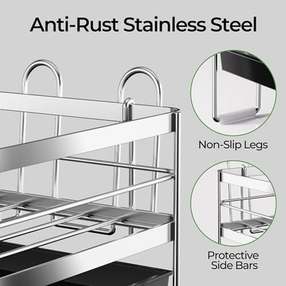 Large Dish Drying Rack, Expandable Dish Rack, Stainless Steel Anti-Rust Dish Racks for Kitchen Counter, Multifunctional Dish Drainer with Utensil Holder & Cup Holder, 13.4"-28.7" L x 11.8" W - color: Silver, size: 1 Tier
