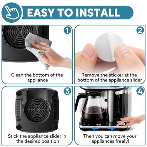 Appliance Sliders for Kitchen Black 24 PCS Self-Adhesive Small Kitchen Appliance Slider Hacks Easy to MovIing & Space Saving Must Have Gadgets Mixer Accessories for countertop - size: 24Pcs-19mm-Black