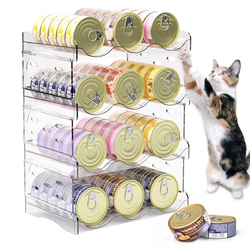 Flenpptly Cat Food Can Organizer, 4-Tier Cat Food Organizer, Transparent Can Organizer for Pantry, Canned Food Organizer Holds 60 (3oz) Cans, Pantry Can Organize (4-Tier) - size: 4-Tier