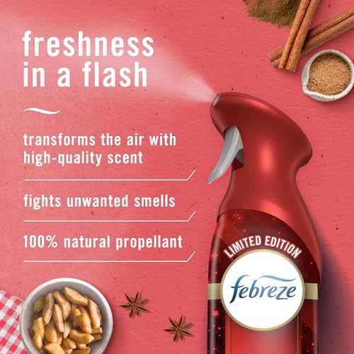 Febreze Air Mist Air Freshener Spray, Odor-Fighting Room Spray, Air Fresheners for Home and Bathroom and Kitchen, Aerosol Can, Baked Cinnamon Apples Scent, 8.8oz, 2 Count