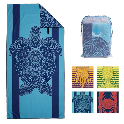 4Monster Quick Dry Beach Towel, Ultra Absorbent Microfiber Travel Towel, Lightweight & Compact for Beach, Swimming, Camping, Pool, Water Sports & Yoga - color: 01sea turtle, size: 78.00" x 35.00"