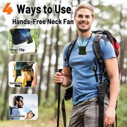 2026 AI Portable Waist Fan, Personal Fan Rechargeable With 6-Speed 16000RPM Strong Airflow, 40H Runtime Wearable Belt Cooler, Hands-Free Shirt/Belt/Neck Fan for Camping, Jobsite, Outdoor (Dark Green) - color: Dark Green