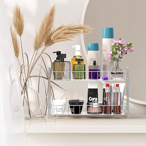 Simple Houseware 2-Tier Spice Rack Kitchen Organizer Countertop Shelf, Chrome - color: Chrome