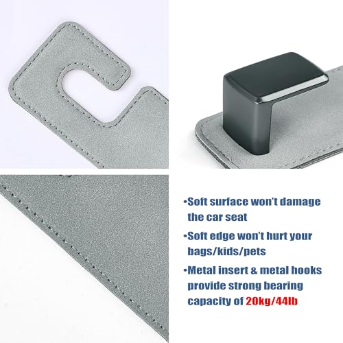 Amooca Car Seat Back Hook Universal Auto Storage Hanger Suede with Metal Car Seat Organizer for Handbag Purse Coat Umbrellas Grocery Bags 2 Pack Light Gray - color: Light Gray
