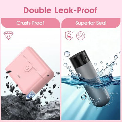 Travel Bottles with Case, 4x2oz TSA Approved, Leak-Proof, Press to Unlock, Compact & Portable Travel Toiletries (Pink) - color: Pink